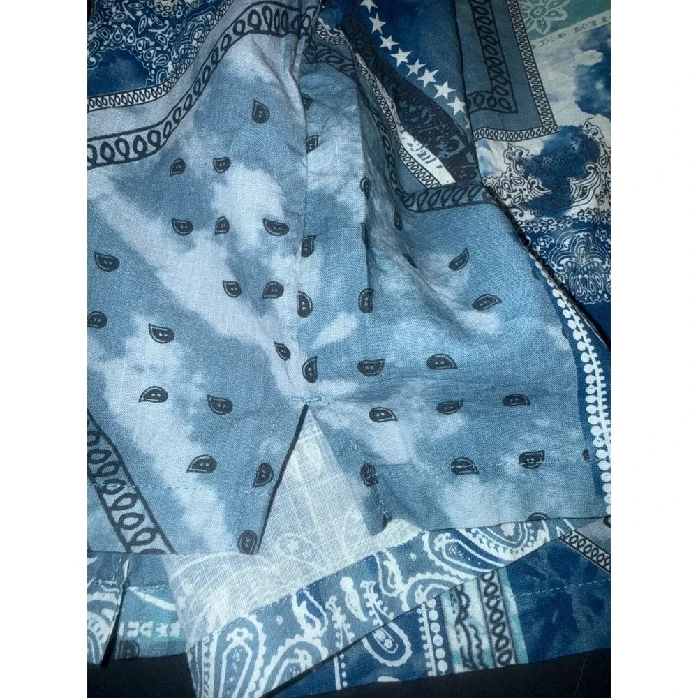 Topman Short Sleeve Button Down Blues Bandana Shirt Summer Vacation Beach‎ Fun